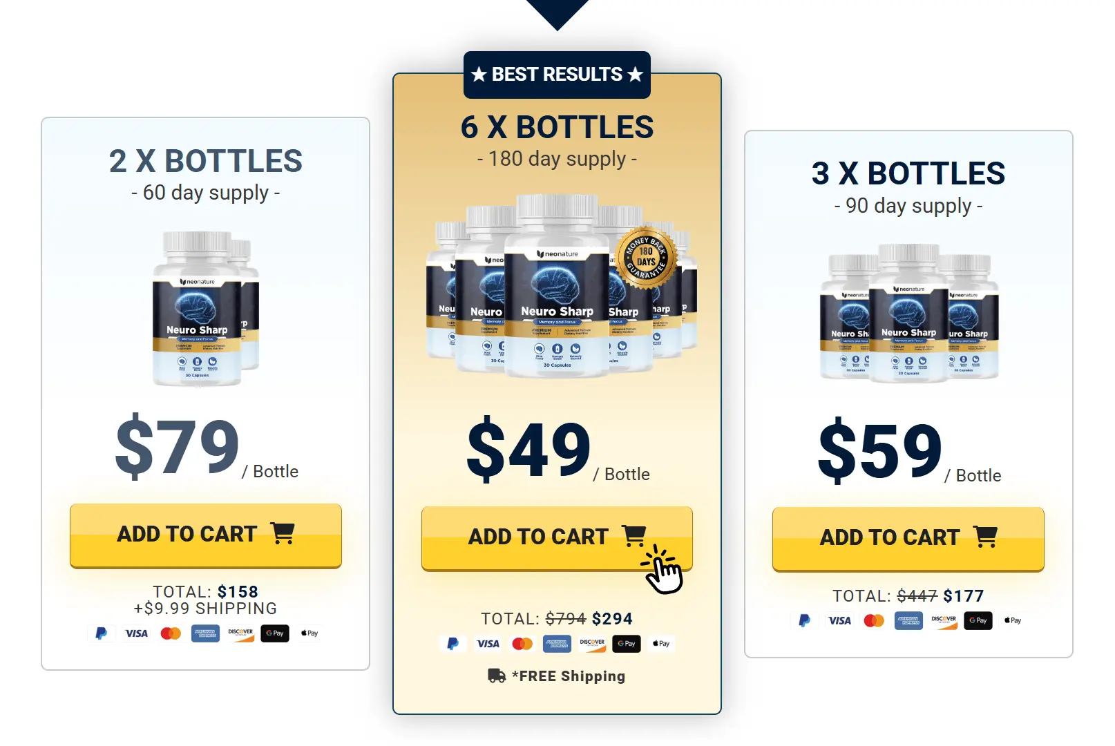 Pricing options: Try One / Best Value / Good Value